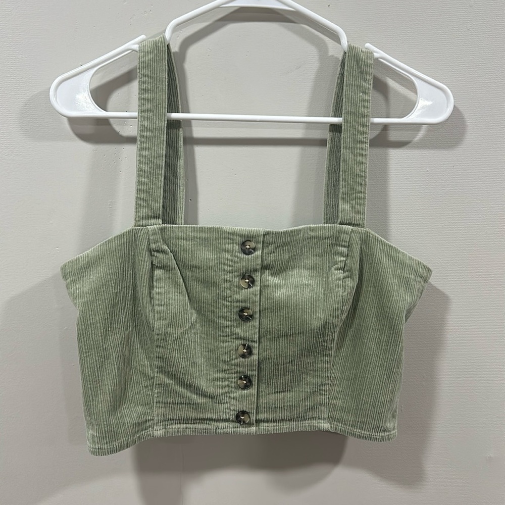 Forever 21 corduroy green crop top